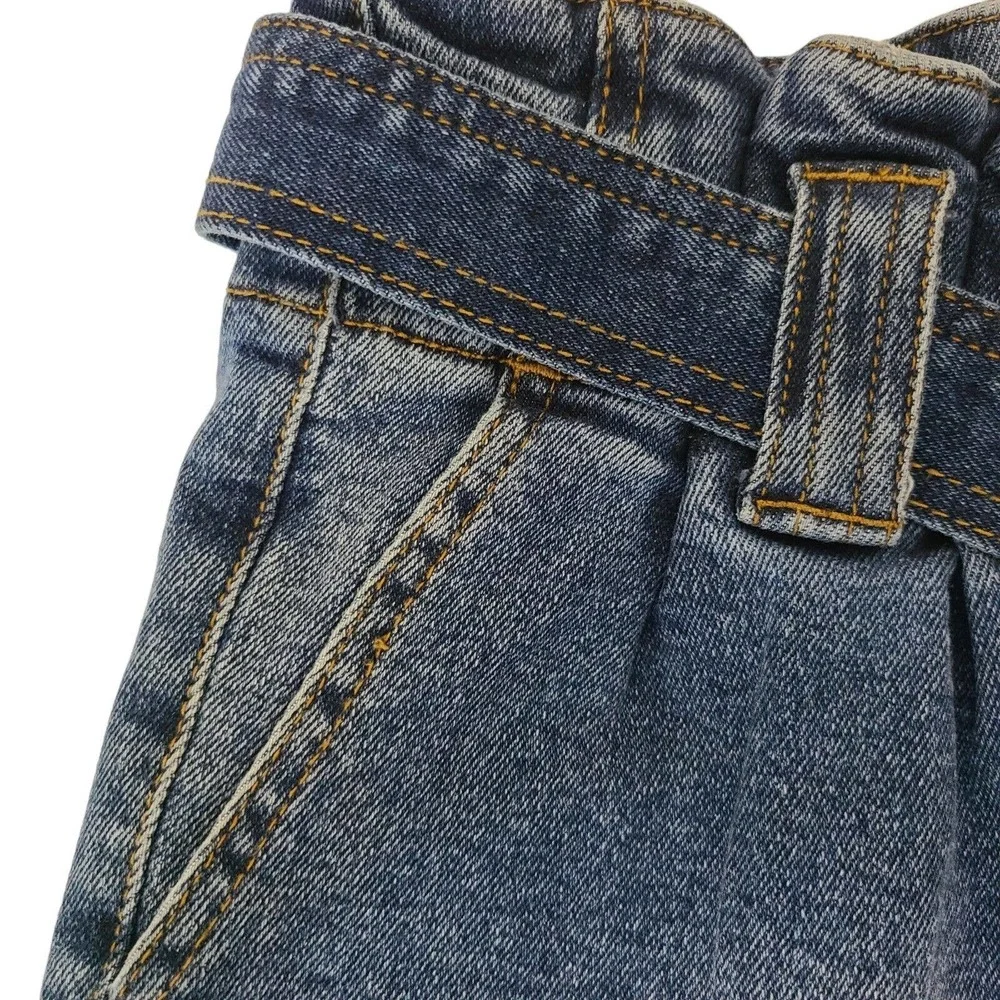 Angel Kiss Womens Size Small Paper Bag High Waist Blue Denim Jean‎ Skirt
